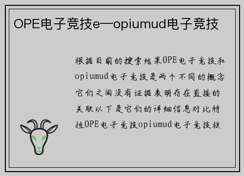 OPE电子竞技e—opiumud电子竞技